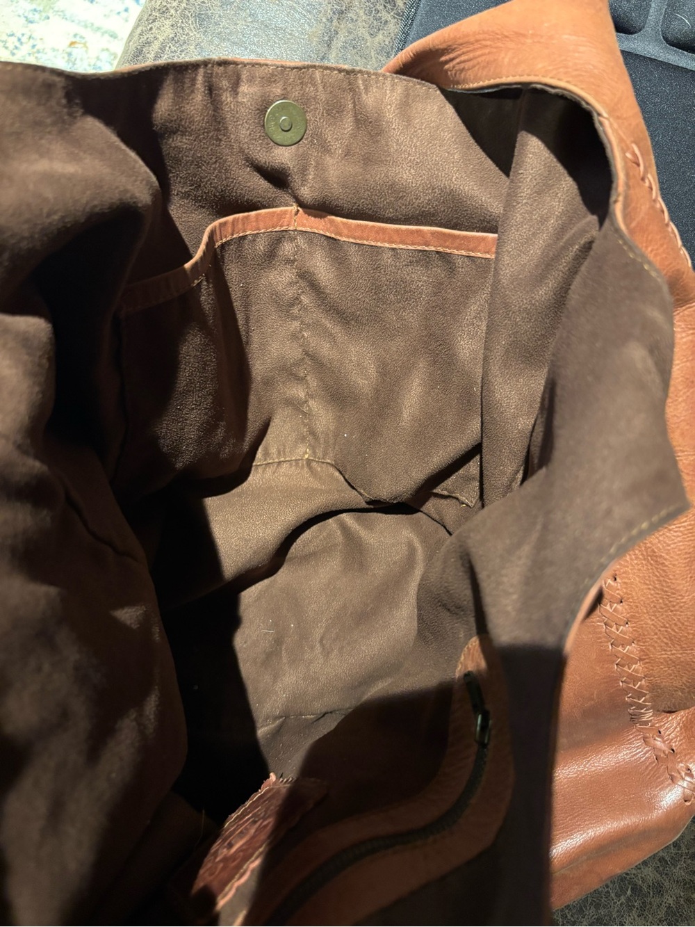 ELF Woven Leather French Lover Oversized Hobo Bag - Cognac - Picture 12 of 16
